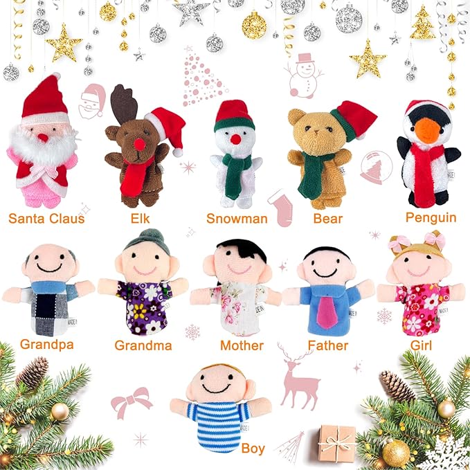 Sealive Family Finger Puppets for Toddlers 1-3 - Interactive Educational Animal Finger Puppets for Storytime, Playtime, and Learning - Safe, Soft Plush