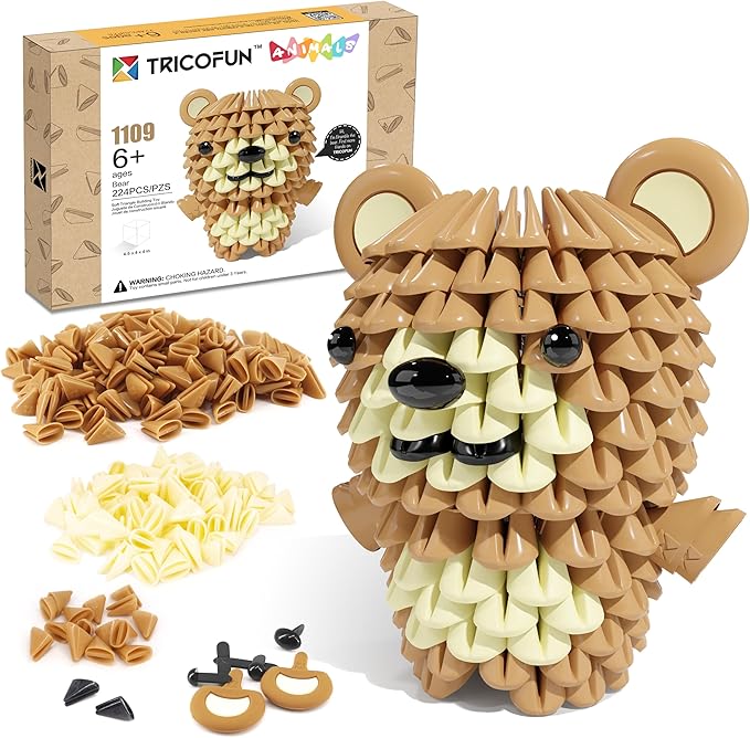Animals 3D Soft Building Blocks - Cute Animal Kit, Pressure-Relief, STEM Educational Toys, Enhance Hands-On Skills Interlocking Building Blocks (1109-BEAR)