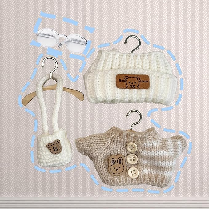 Clothes Set for 15cm/17cm Doll(NO Doll) , Handcrafted Crochet Set Hat & Sweater, Stylish Premium Outfit with Accessories, Cute for Dress up Unique Style