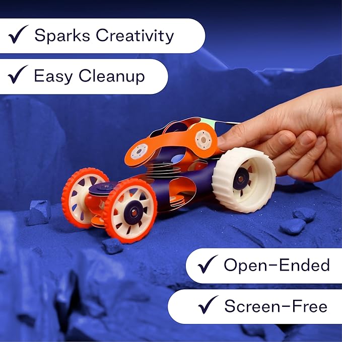 Clixo Mars Station Pack - 48 Magnetic Pieces in14 Shapes. Flexible STEM Building Glow-in-The-Dark Set with All-Terrain Wheels & Galactic Adventure. Build Rovers, Spaceships & Labs. Ages 6+
