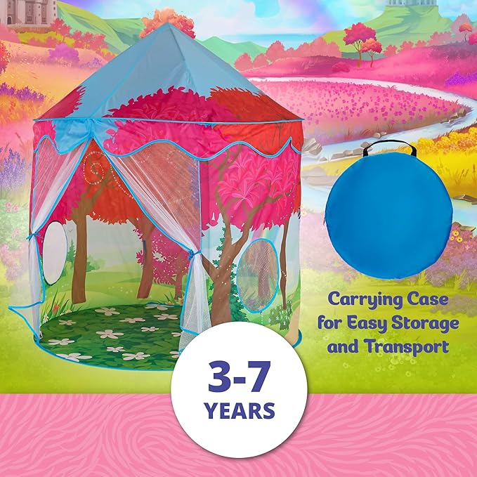 Kid Trax Easy Pop Up Kids Magical Play Tent, Large Front and Rear Openings, Carrying Case Included, Easy Storage, Magical Forest