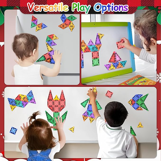 Mini Magnetic Tiles 42pcs, Kids STEM Magnet Toys for Toddler Magnetic Blocks Building Preschool Learning Sensory Montessori Toys for 3+ Year Old Boys and Girls Creativity Kids