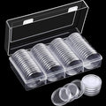 Silver Dollar Coin Case Holder for Collectors 40.6mm Silver Bar Plastic Round Coin Capsules Covers for Silver Bar Coin Collection Supplies (60 Pieces)