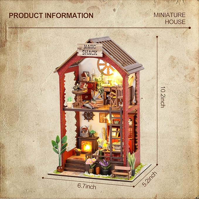 DIY Miniature House Kit Christmas Dollhouse Kit for Adults Romantic Couple Cottage Booknook Building Kit Tiny House Model Kits to Build for Couples (Magic Book Nook)
