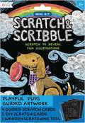 Ooly Mini Scratch & Scribble Art Kit - 6 Card Rainbow Scratch Art Set Gifts for Kids, Travel-Friendly Craft Kit, Scratching Tool Included - Playful Pups