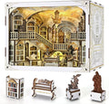 DIY Book Nook Kit, Miniature Dollhouse Booknook Kit, 3D Wooden Puzzle Bookend Bookshelf Insert with LED Light for Teens and Adults(Library of Gods Max)