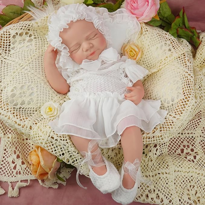 Full Silicone Reborn Baby Doll, 20 Inch Lifelike Newborn Girl, Reborn Baby Dolls Silicone Full Body Sleeping for Therapy & Memory Keepsake