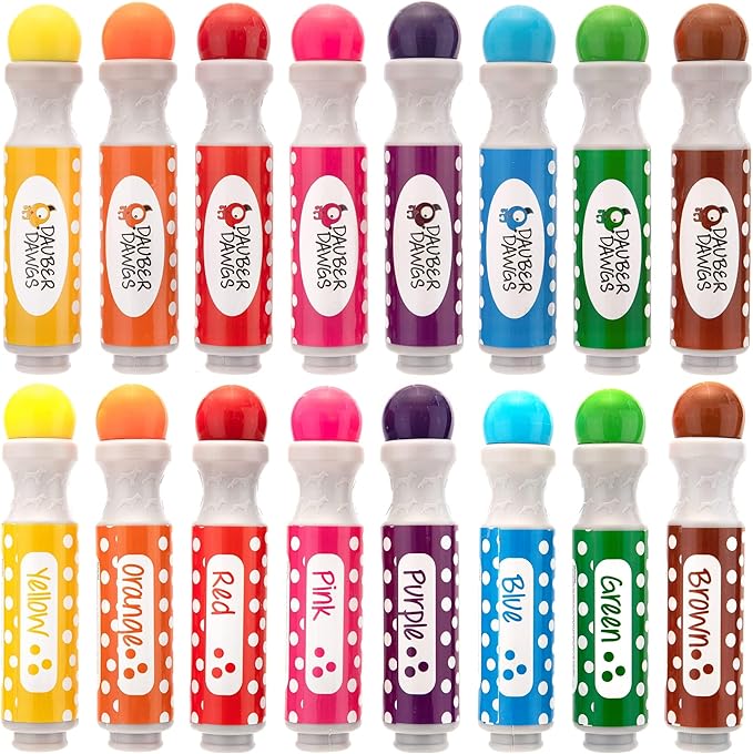 40 Dauber Dawgs Washable Dot Markers for Toddlers - Bingo Markers for Dot Art w/ PDF Activity Books, Dot Paints Washable for Kids, Bingo Dabbers Dotters & Dobbers, Holiday Gifts Daubers, Dot Painting