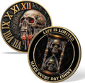 AtSKnSK Memento Mori Coin Momento Mori Coin Skull Coin Stoic Gifts Memento Mori Calendar Living Memento Mori Amor Fati Coin (Crack Time Warning)