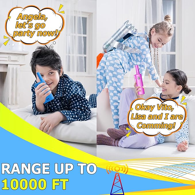 Walkie Talkies for Kids 2 Pack, Toys for Ages 4-13 Year Old Boys Girls with Flashlight LCD Screen, Long Range 22 Channels 2 Way Radio Indoor Outdoor Adventure Easter Xmas Birthday Gifts (Blue)