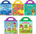Reusable Sticker Book for Kids, 5 Sets Educational Learning Toys Travel Stickers Activity Books for Toddler Girls Boys Age 3+ Birthday Gifts - Fairy, Ocean, Farm, Dinosaur & Animals