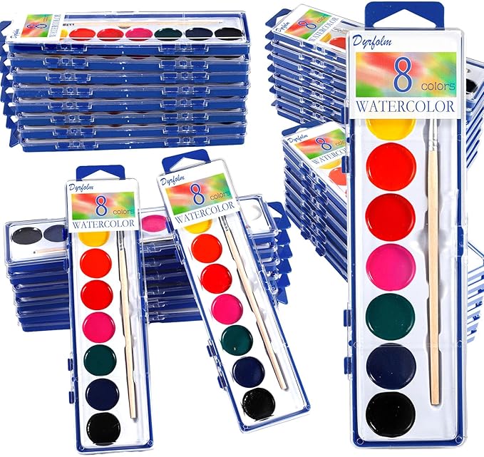 36 Pack Watercolor Paint Set for Kids,8 Color Washable Water Colors Paint Kids,Watercolor Paint with Brushes for Party Favors,Classrooms,Art Supplies