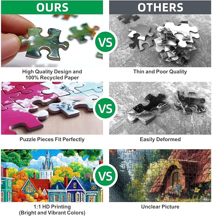 Fall Farm 500 Piece Jigsaw Puzzle for Adults, Brain Challenging Shaped Puzzle for Game Night, Family, Friends