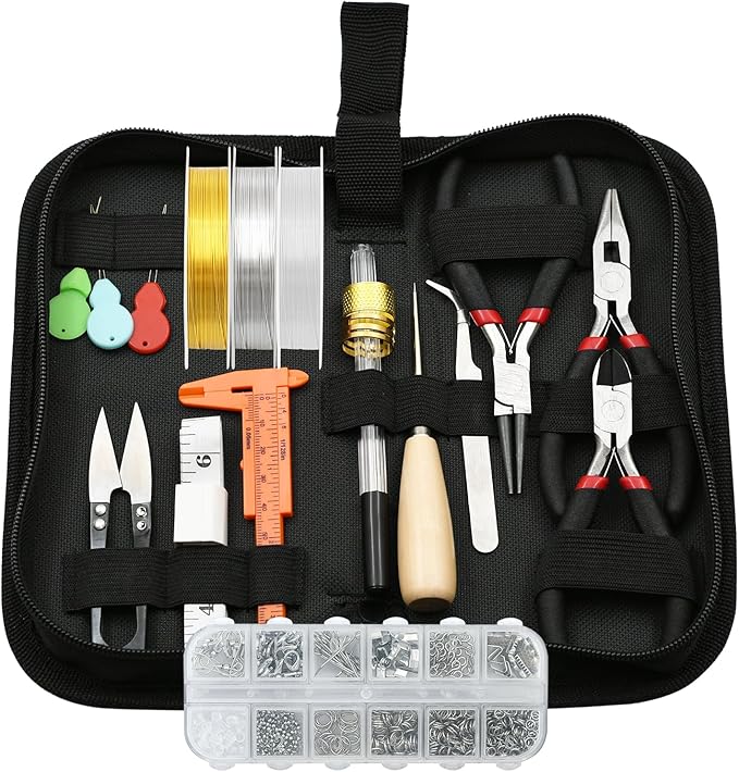 LYFJXX Jewelry Making Supplies Kit with Jewelry Pliers, Jewelry Wires and Jewelry Findings for DIY