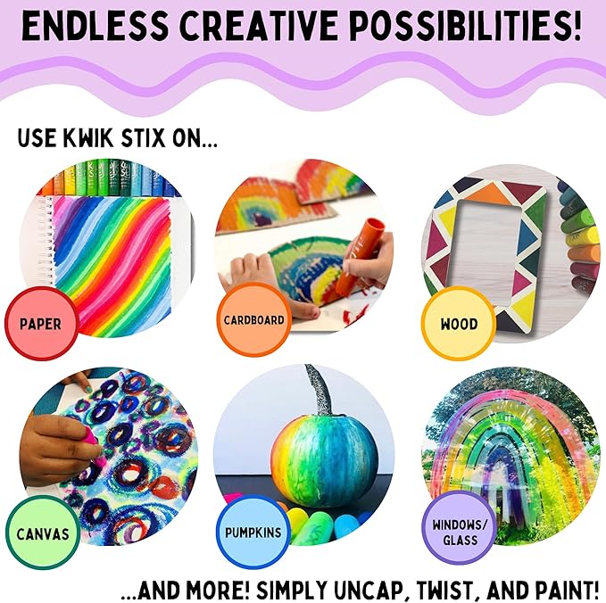 The Pencil Grip Kwik Stix Metalix Paint Pens, Metallic Tempera Paint Pens, Super Quick Drying, 6 Count - TPG-613, Gold,silver,pink,green,blue,purple