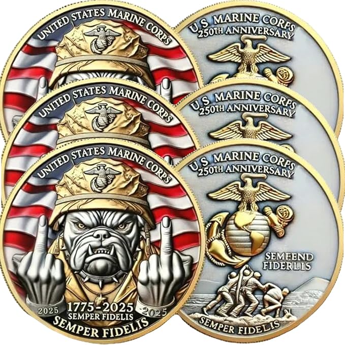 USMC 250th Anniversary Challenge Coin – Double-Sided Marine Corps 250th Coin, Military Collectible for Veterans, Army Navy Marine Gift for Men