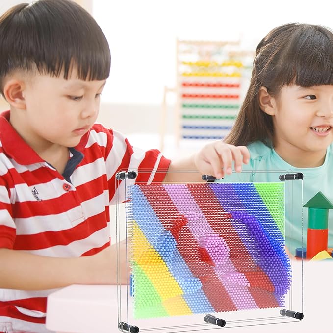 MICKYU Large 3D Pin Art Board Games Fidget Sensory Toys for Kids with Autism, 8x10 inches