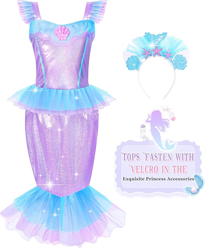 Jeowoqao Princess Dress Up Princess Dress for Girls, Dress up Clothes Little Girl Princess Pretent Play Costume Christmas Birthday Gift for Toddler Girls Age 3 4 5 6 Years