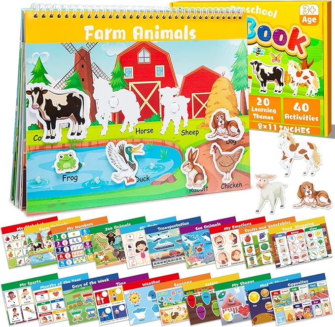Montessori Busy Book for Toddlers Ages 1-3, My Preschool Learning Activities Book, Montessori Educational Toy for Kids 3 Years Old Homeschool Birthday Christmas Travel Gifts