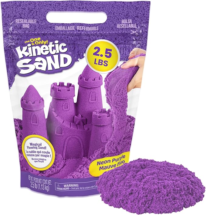 Kinetic Sand, 2.5lbs Purple Play Sand, Moldable Sensory Toys for Kids, Resealable Bag (Packaging May Vary), for Ages 3 and up