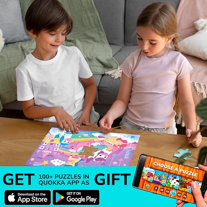 QUOKKA Puzzles for Toddlers 3-5 – Shimmer 4-Pack 30 Pieces Puzzles for Kids Ages 2-4 - Fairy Tale Jigsaw Set with Princess Unicorns for Kids 4-6 Years, Gift for 3 Year-Old Boy Girl, FSC Certified Toy