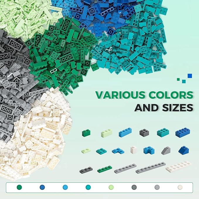 1500 Pieces Building Bricks, Classic Bulk Small Blocks, Classic Bricks Set Basic Building Blocks Compatible with All Major Brands(Natural Colors)