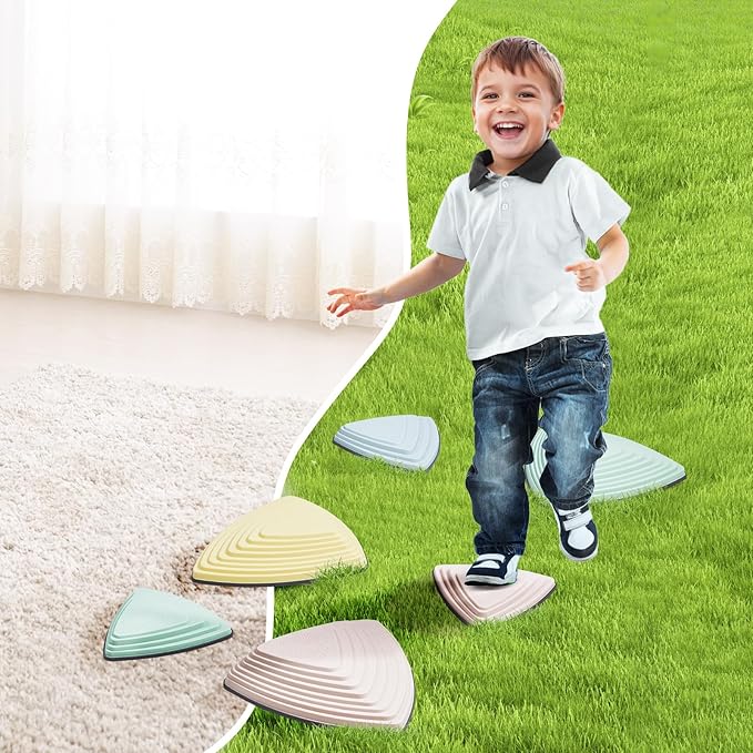 VEVOR Balance Stepping Stones for Kids, 6 PCS, Up to 220 lbs, Non-Slip Toddlers Sensory Stepping Stones, Obstacle Course Coordination Game Toys Indoor or Outdoor Play for Children Aged 3 4 5 6 7 8+