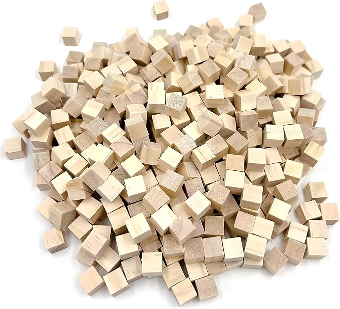 Wood Blocks for Crafts, Unfinished Wood Cubes, 1cm Natural Wooden Blocks, Pack of 300 Small Wood Square Blocks, Wooden Cubes for Arts and Crafts and DIY Projects