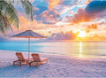 Puzzles for Adults 500 Pieces,Hawaiian Sunset Beach Puzzle for Adults,500 Pieces Tropical Ocean Sunrise Puzzles,Beach Chair Jigsaw Puzzle,Perfect for Game Night Giving Puzzle,20.5x15 in