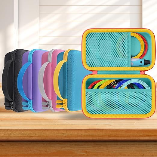 co2CREA Storage Organizer Case for 3D Printing Pen Set, Hard Case Compatible with SCRIB3D P1/Advanced, MYNT3D Super/Advanced, 3Doodler Start+/Flow/PRO and Filament Refill（Green Case +Red Zipper）