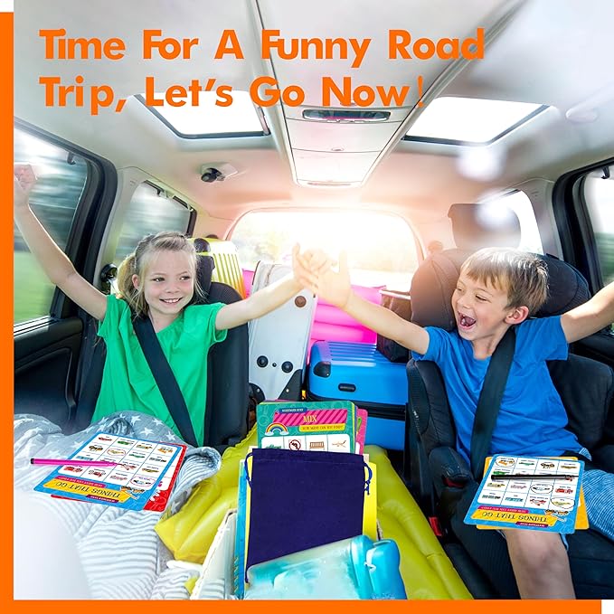 Road Trip Bingo Game, 30 Double-Sided Game Boards (Animal, Holiday, Building, Vehicle Themes), Dry-Erase Scavenger Hunt Bingo Games for Road Trip, Car Travel, Outdoor Activities for Kid, Adult