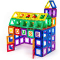 Playmags Magnetic Tile Building Set: Exclusive Educational Clickins – 80-Pc. Kit: 40 Super Strong Clear Color Magnet Tiles Windows & 40 Letters & Numbers – Stimulate Creativity & Brain Development