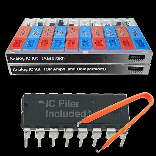 EEEEE IC kit 161 pcs, 20 Models Chip Assortment Set Analog Integrated Circuits Electronics Parts Opamp Pack, 555 Timer Components, Op Amp, Oscillator, Pwm, IC Plier Included UA741 LM358 and More..