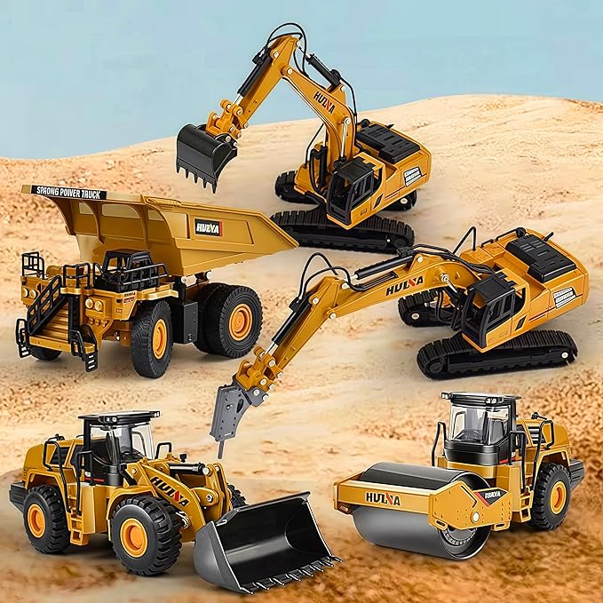 Gemini&Genius Rigid Road Roller Heavy Duty Steamroller Construction Site Vehicle Toys 1:60 Scale Diecast Site Grader Collectible Alloy Model Engineering Toys for Kids and Decoration for House