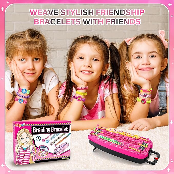 Friendship Bracelet Making Kit for Girls,DIY Arts and Crafts Toys,Jewelry String Maker Kit,The Best Birthday Gifts Ideas for Girls 6 7 8 9 10 11 12+ Years Old（Rose and Black