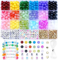 XIANNVXI 530pcs Glass Beads Kit for Friendship Bracelet 18color 8mm Colorful Glass Kandi Letter Beads Kit for Jewelry Making DIY Crafts