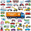 40PCS Vehicle Jelly Stickers, Transportation Tools Thick Window Door Clings Removable Reusable Gel Decals for Kids Toddlers Adults Home Classroom Nursery Party Supplies (Not Edible)