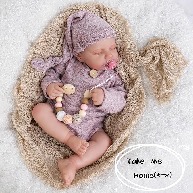Aori Realistic Reborn Baby Doll 20" Lifelike Sleeping Newborn Girl with Poseable Limbs, Weighted Body, Feeding Set - Collectible Gift for New Moms, Grandparents, Kids 3+