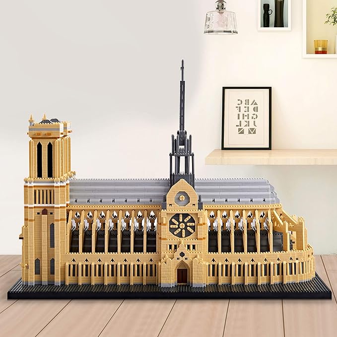 World Famous Architecture Micro Building Blocks Set Notre Dame De Paris 7380 PCS, Creative DIY Big Model Kit for Adults or Teens Ages of 14+
