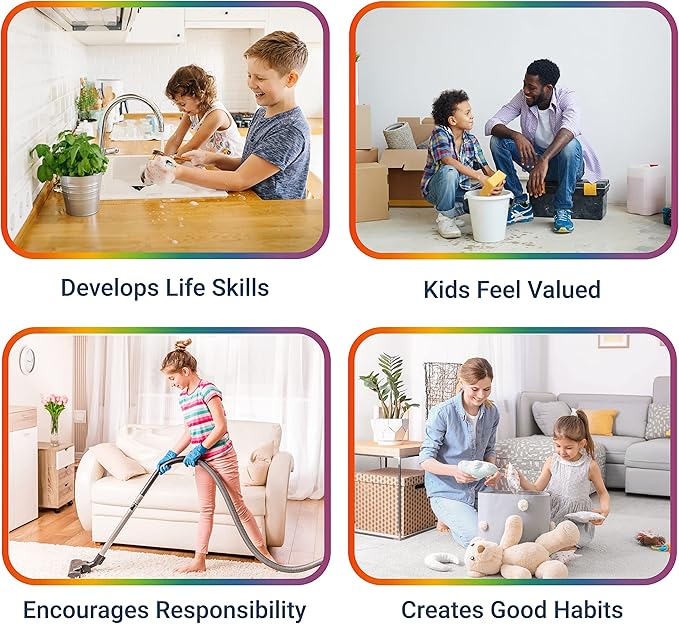 Black Magnetic Chore Charts for Multiple Kids & Adults - 3Pcs Dry Erase Chore Boards Set with 4 Fine Tip Chalk Markers - Responsibility & Reward Charts for Family Organization on Your Refrigerator