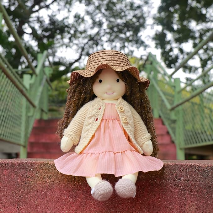 BlissfulPixie Waldorf Doll Handmade Rag Doll - Personalized Collectors Plush Doll for Kids Birthday Present with Beautiful Present Box-Kristy 12"