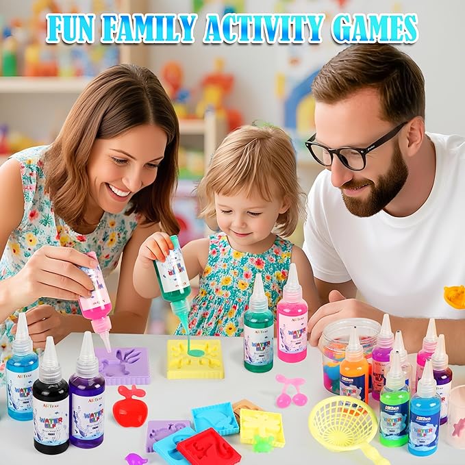 ARTPAR Water Elf Magic Gel Kit - 20 Colorful Gels + 16 Fantasy Molds - Non-Toxic Sensory Toys for Kids - Creative Arts & Crafts Project - Birthday Gifts for 5 6 7 8 9 10 Year Old Girls Boys