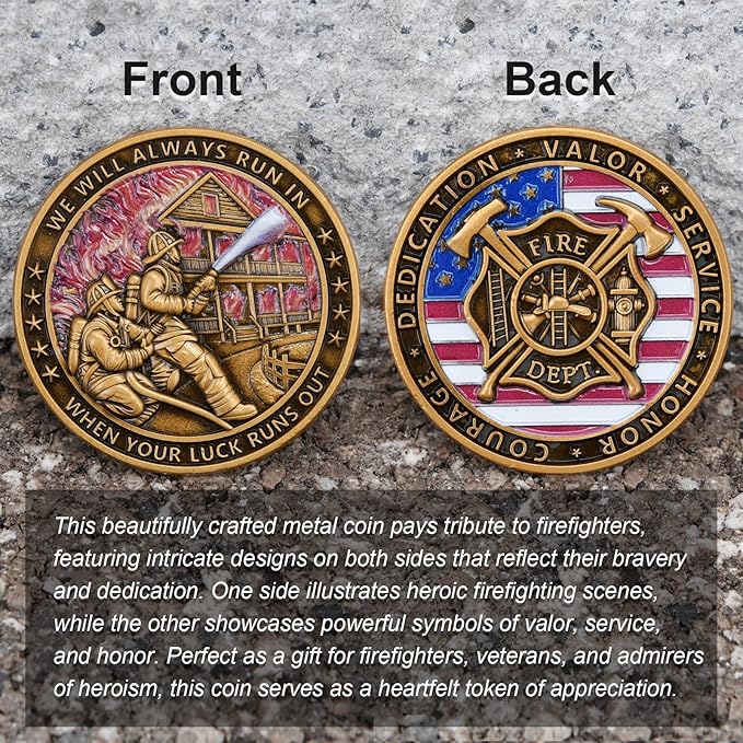 Heroic Firefighter Challenge Coin - Tribute to Bravery and Dedication with Display Box (Single Coin)