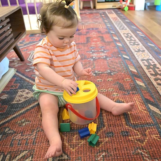 Shape Sorter Bucket – 12-Piece Toddler Math & Fine Motor Skills Toy, Special Needs-Friendly Sorting and Matching Activity