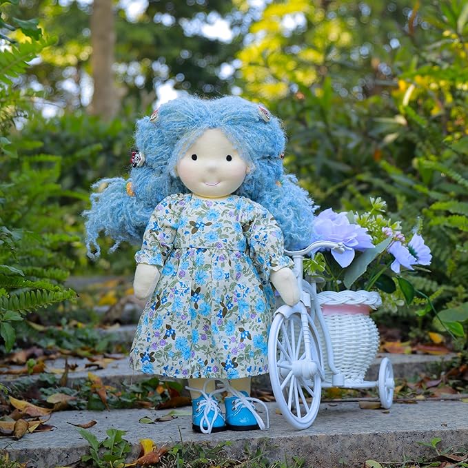 BlissfulPixie Coco 12in Handmade Waldorf Doll - Personalized Collectible Plush Toy for Kids Birthday Gift with Box