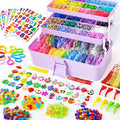 INSCRAFT 17500+ Rubber Loom Bands with 3 Layer Light Purple Container, 28 Colors, 600 S-Clips, 352 Beads, 40 Cartoon Pendant, Bracelet Making Refill Kit for Kids