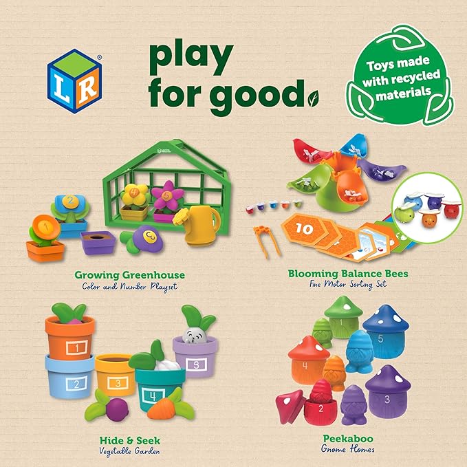 Learning Resources Growing Greenhouse Color & Number Playset - 12 Pieces, Ages 18 Months +, Preschool Activities, Toddler Montessori Toys, Gifts for Boys and Girls