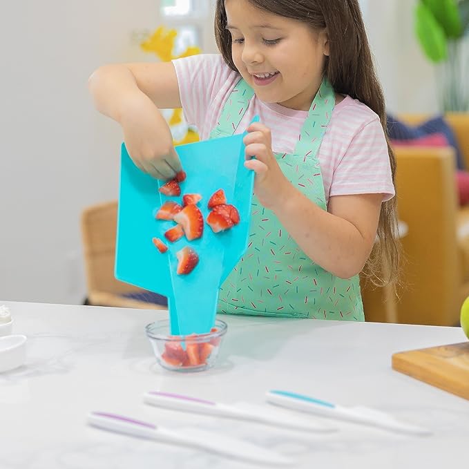 TOVLA JR. Premium Montessori Kid-Safe Knife & Cutting Board Set – Real Kitchen Tools for Toddlers & Young Kids Learning to Cook, Safe & Easy for Begin...