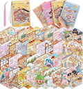 Pocket DIY 3D House Stickers, 32 Sets Fun DIY Sticker Scene Make Your Own Mini House Cute Cartoon Animal Scene Stickers for Kids Adult Sticker Art Relief Stress Pass The Time