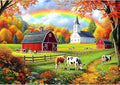 Fall Farm 500 Piece Jigsaw Puzzle for Adults, Brain Challenging Shaped Puzzle for Game Night, Family, Friends
